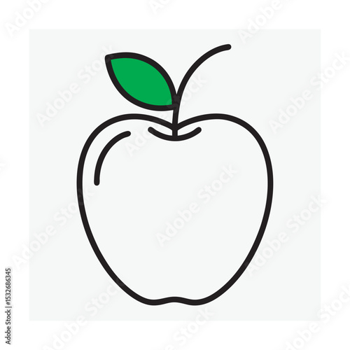 Apple With Vector Outline Image