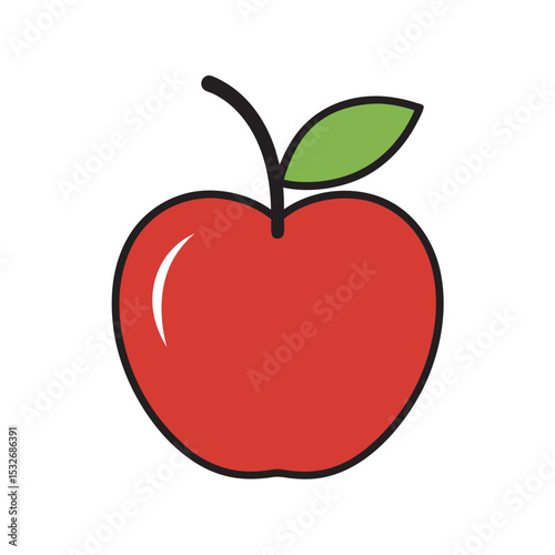 Apple With Vector Outline Illustration
