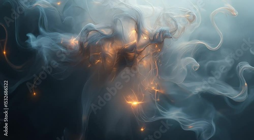  Fluid like smoke that rises into the air, transitioning into soft glowing threads that dissolve into nothingness