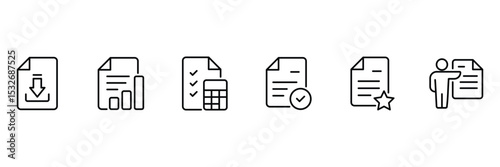 Document download approval rating checklist verification quality report analysis file icon vector illustration for management evaluation form review process.