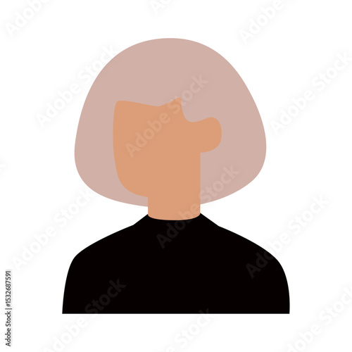 Vector flat illustration. Avatar, user profile, face icon, gender neutral silhouette, profile picture. Suitable for social media profiles, icons, splash screens and as a template.