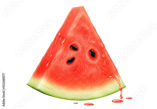 Isolated Watercolor Watermelon Slice Refreshing Summer Fruit