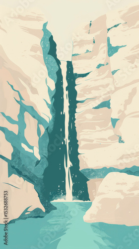 Tropical Waterfalls – Realistic & Illustrated Scenes of Natural Serenity