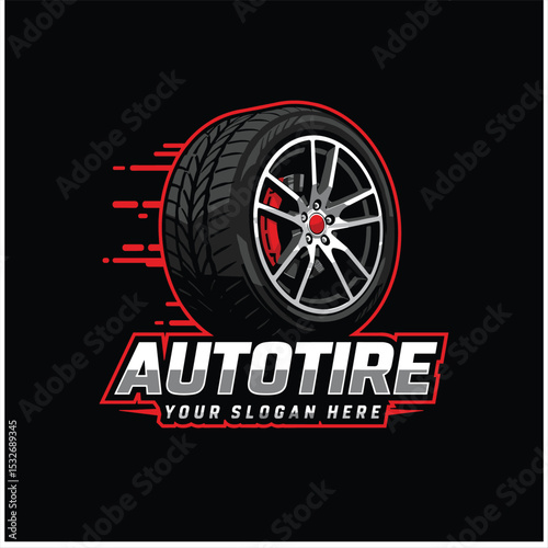 tire and wheels logo, automotive logo design