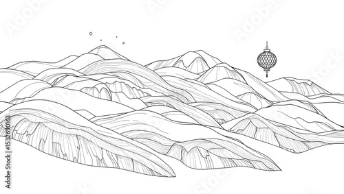 vector illustration of a Feather Hills and Beak Rocks