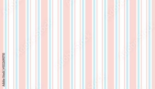 Seamless pattern with pink and blue vertical stripe in cottagecore style on white background.
