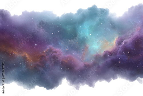 Cosmic nebula cloud starscape isolated on transparent background