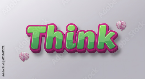 Vibrant 3D Text Effect Think - Green and Pink Design