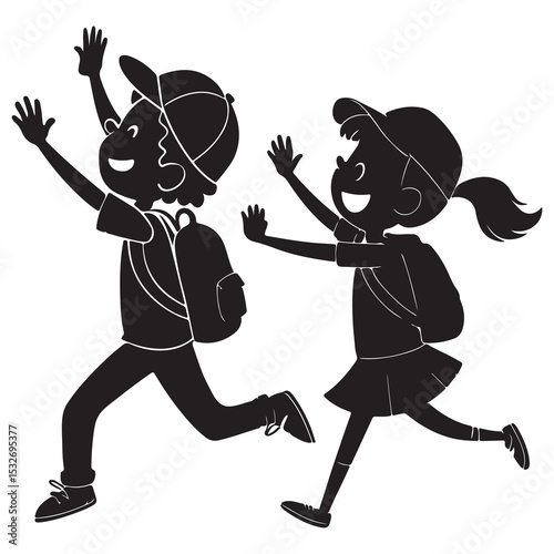 vector illustration of a girl and boy kids are going too school illustration in white backraund