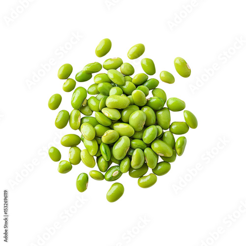 Fresh Green Beans Pile Top View Isolated on Black Background