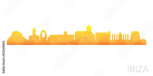 Ibiza, Spain Low Poly Skyline Clip Art City Design. Geometric Polygon Graphic Horizon Icon.