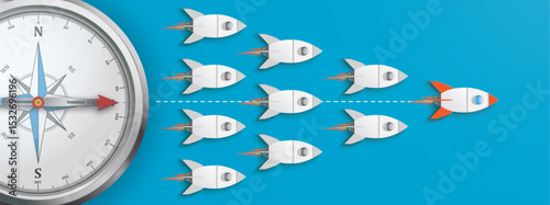 Rockets Startup Unicorn Orientation Compass Blue Header