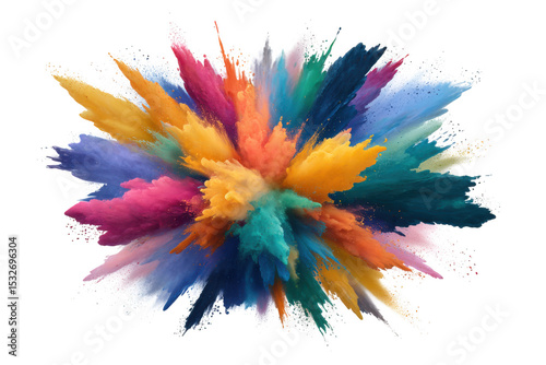 Vibrant color explosion isolated on transparent background