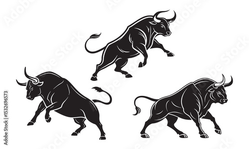 bull set isolated on white background.