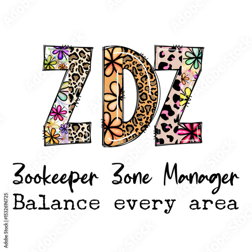 Zookeeper Zone Manager Balance Every Area Design with Flowers and Leopard Print