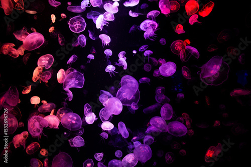 Canvas Print Sea jellies or Jellyfish in Institute building Marine Aquarium and Science Museu