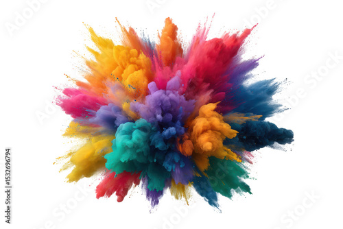 Vibrant color explosion isolated on transparent background