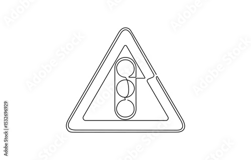 Light traffic one line continuous. Light traffic line art. Hand drawn vector art, Continuous one line drawing of traffic lights, Traffic light icon vector one line continuous drawing.