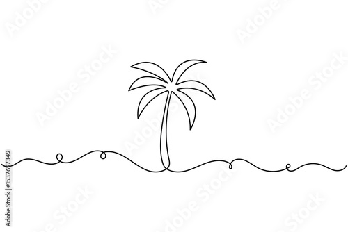 Palm tree continuous one line drawing vector illustration
