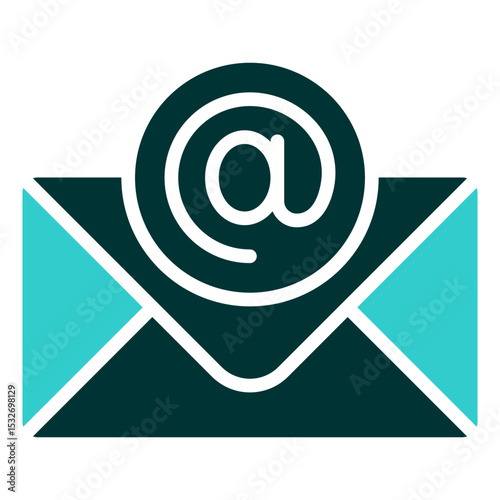 Email Envelope - Glyph Dual Tone Silhouette icon - Envelope with mail symbol, representing email identity or address