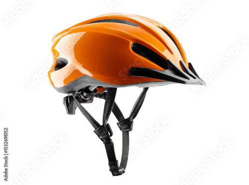 Bright orange bicycle helmet safety gear sport cycling head protection, Isolated On Transparent Background