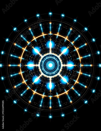 Abstract Blue and Gold Circular Mandala Design