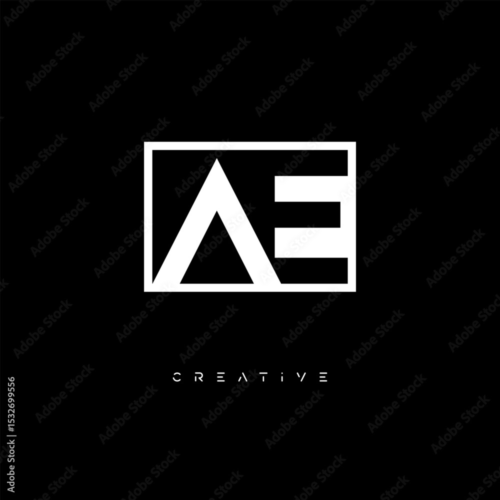 Naklejka premium AE Negative Space Logo – Minimalist Black & White Monogram for Creative Branding, Fashion, Identity & Modern Logo Design