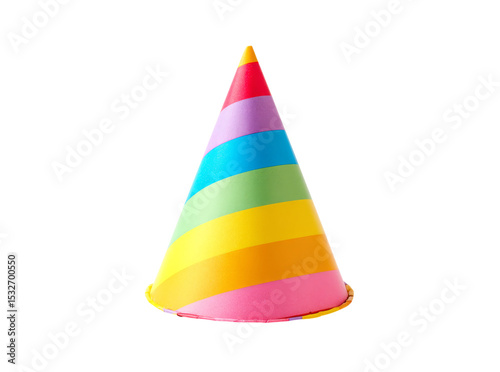 Rainbow striped party hat festive celebration birthday fun, Isolated On Transparent Background