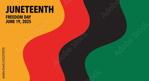 Juneteenth Freedom Day Banner with Pan-African Flag Colors – June 19 Black History Celebration Design