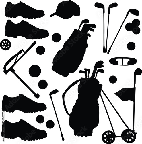 Golf equipment silhouette collection for trending Adobe Stock microstock marketplace vector (2)
