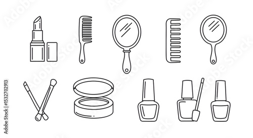 Elegant Line Art Icons Makeup and Beauty Essentials