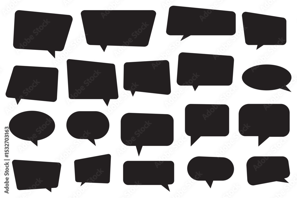 Obraz premium Speech Bubbles set. speech bubble comic signs. Blank speech bubbles, chatting box, message box for poster, t shirt, comics, banner. Vector illustration, vintage design eps 10