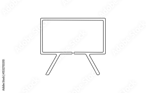 Continuous one line drawing of standing whiteboard. One line drawing illustration of, One line drawing illustration of whiteboard for explaining. Presentation for work concept continuous.