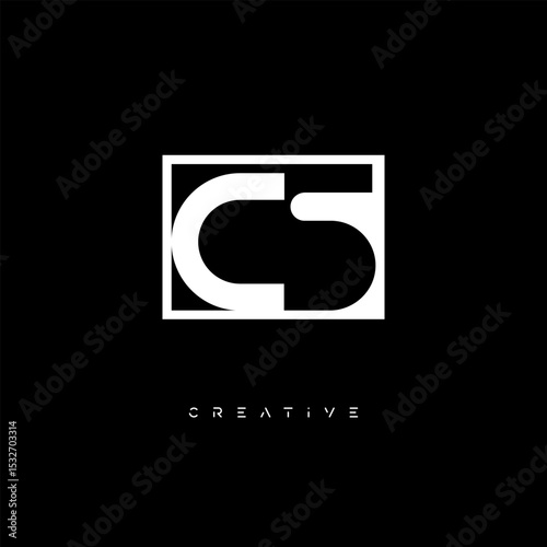 Foto CS Negative Space Logo – Minimalist Black & White Monogram for Creative Branding