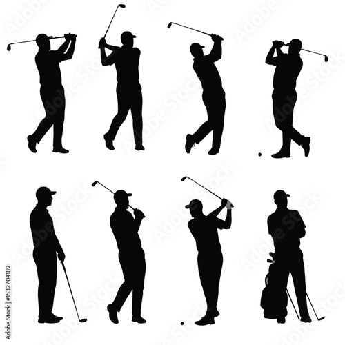 Golfers silhouette set for trending Adobe Stock microstock marketplace vector (3)