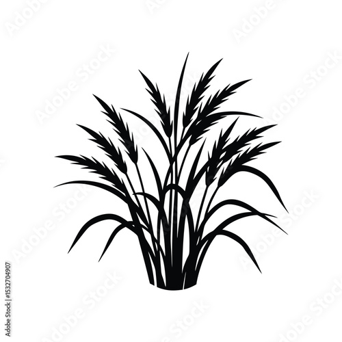 Rice plants silhouette vector art illustration(A)