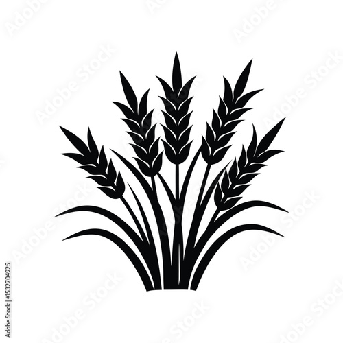 Rice plants silhouette vector art illustration