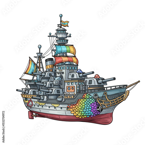 unique warship cartoon very cool