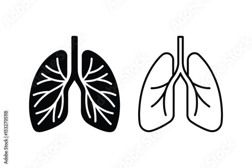 Set of healthy lungs vector art illustration