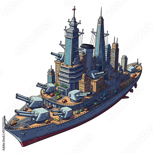 unique warship cartoon very cool