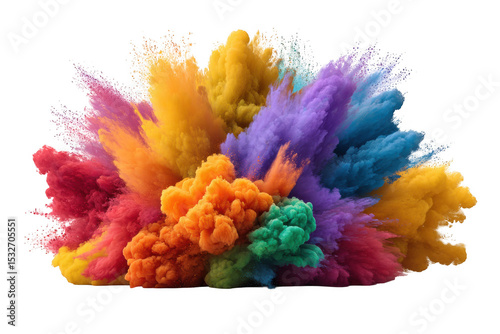 Vibrant rainbow color explosion isolated on transparent background