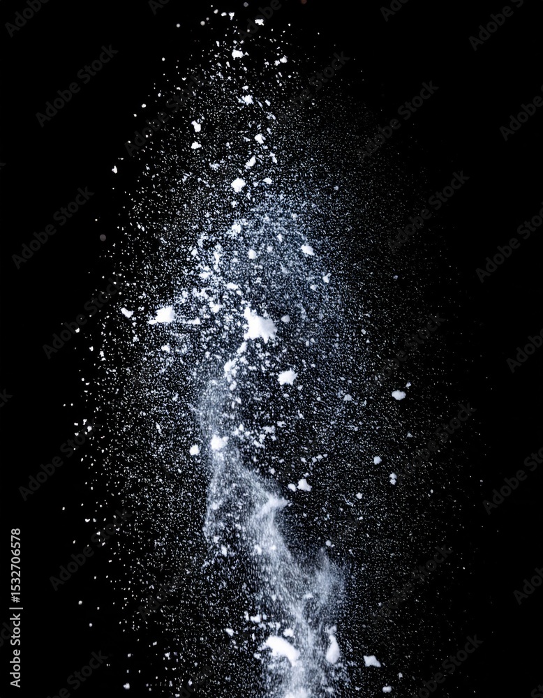 Obraz premium White Powder Explosion on Black Background