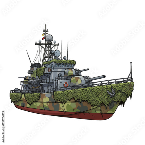 unique warship cartoon very cool