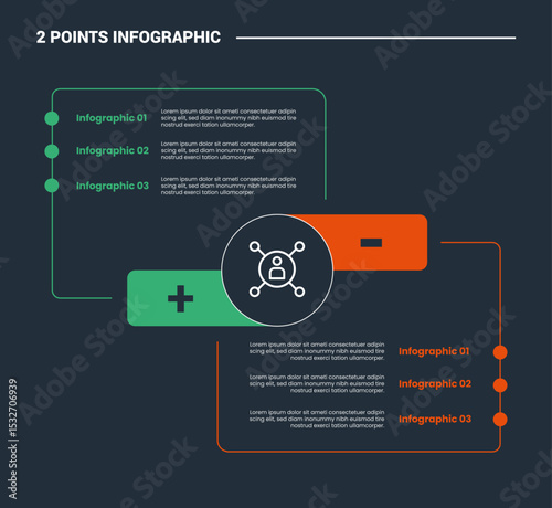 comparison choice infographic process diagram with round box with circle connection up and down with outline style vector