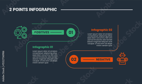 comparison choice infographic process diagram with open round rectangle side by side with outline style vector