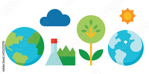 Green planet earth ecology sustainability environmental icons