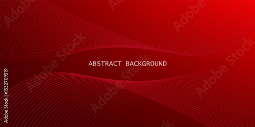 Abstract red gradient background with glowing wave. Shiny moving lines design element. Elegant flowing wave lines. Modern futuristic concept. Vector illustration