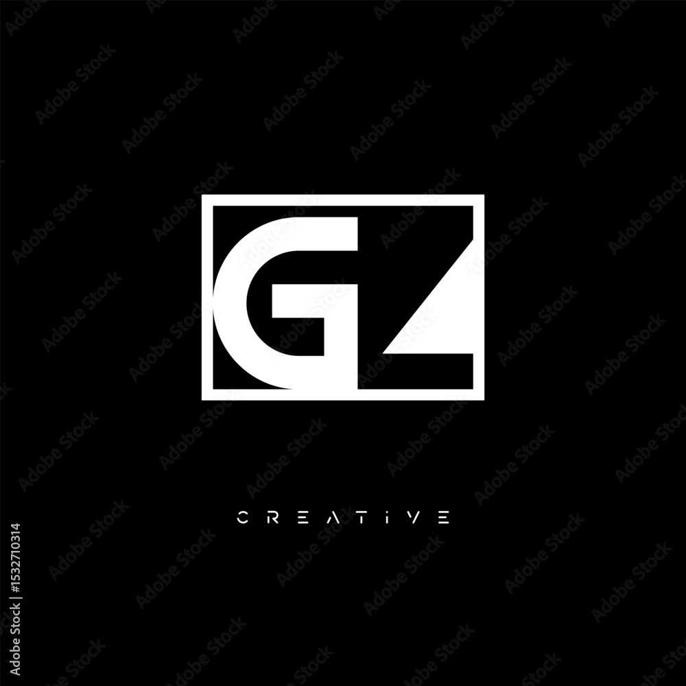 Obraz premium GZ Negative Space Logo – Minimalist Black & White Monogram for Creative Branding, Fashion, Identity & Modern Logo Design 