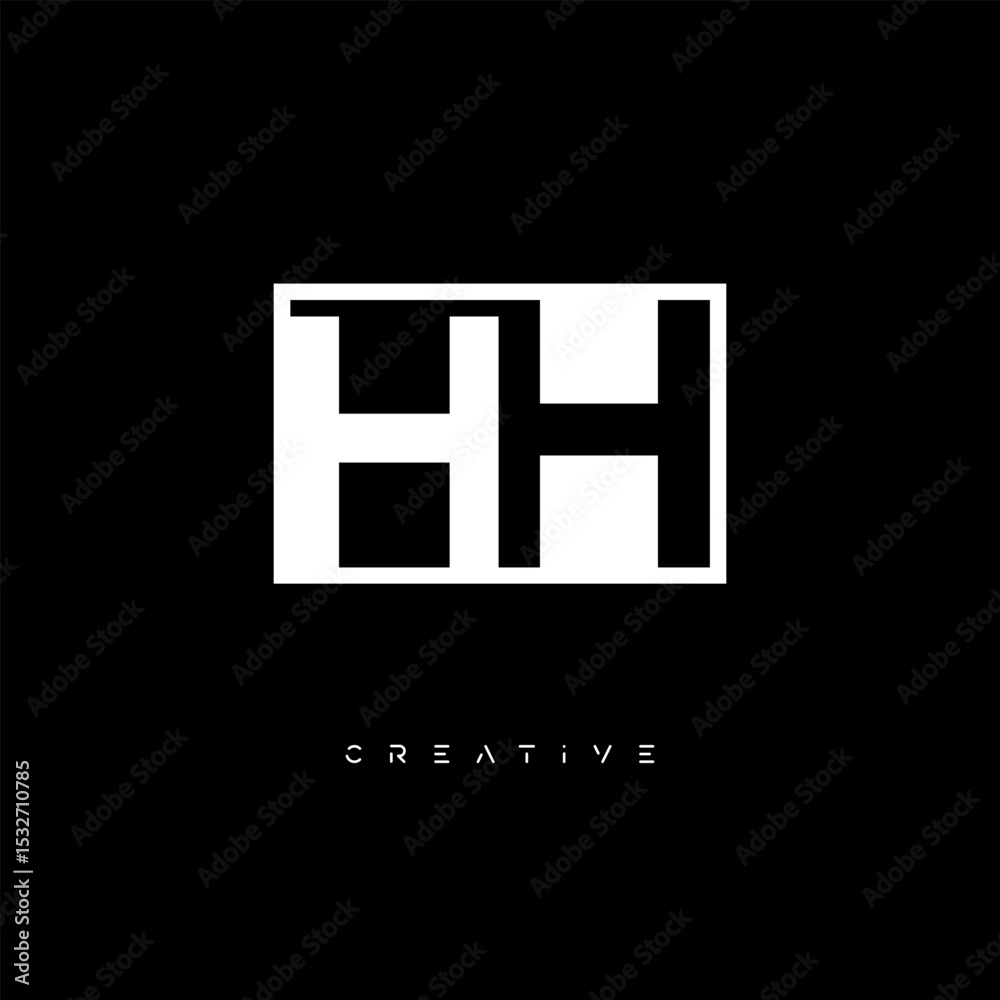Obraz premium HH Negative Space Logo – Minimalist Black & White Monogram for Creative Branding, Fashion, Identity & Modern Logo Design 