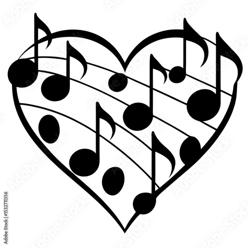 Music notes in heart shape